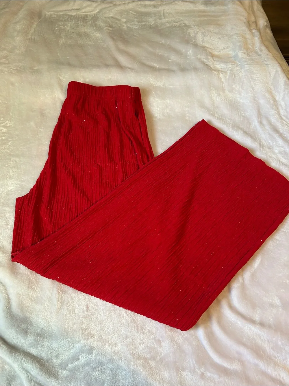 CHICME Women’s XL Red 2 Piece Set Hooded Top Wide Leg Pants Sparkle